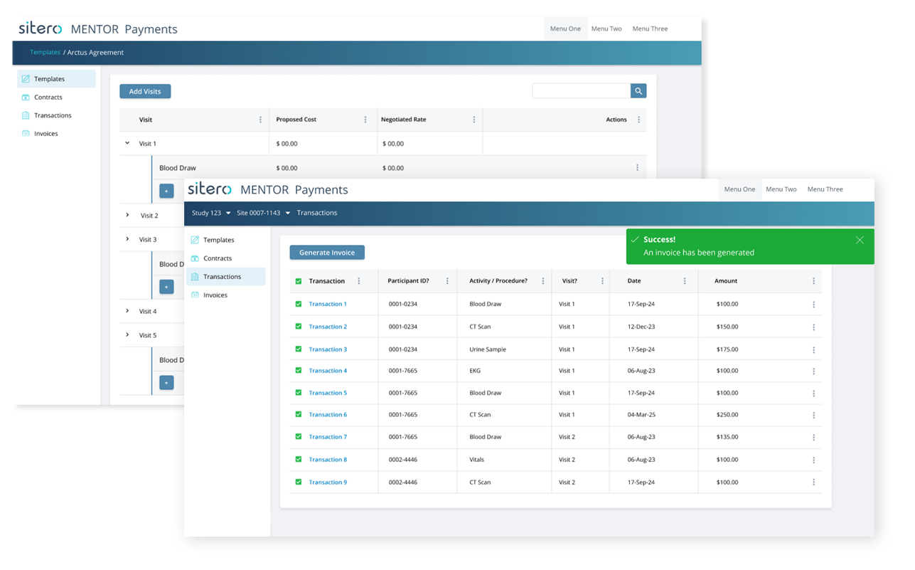 Sitero Mentor Payments Screenshots Sitero Mentor Payments Screenshots